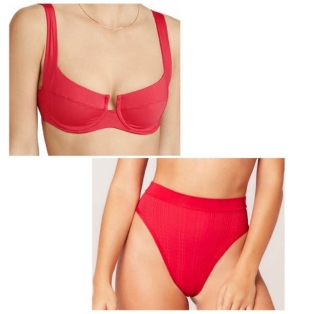 L*Space Camellia Top Frenchi Bottom Lipstick Red